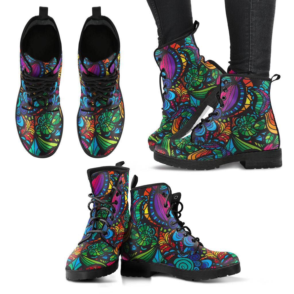 Colorful Mosaic Flower Womens Boots