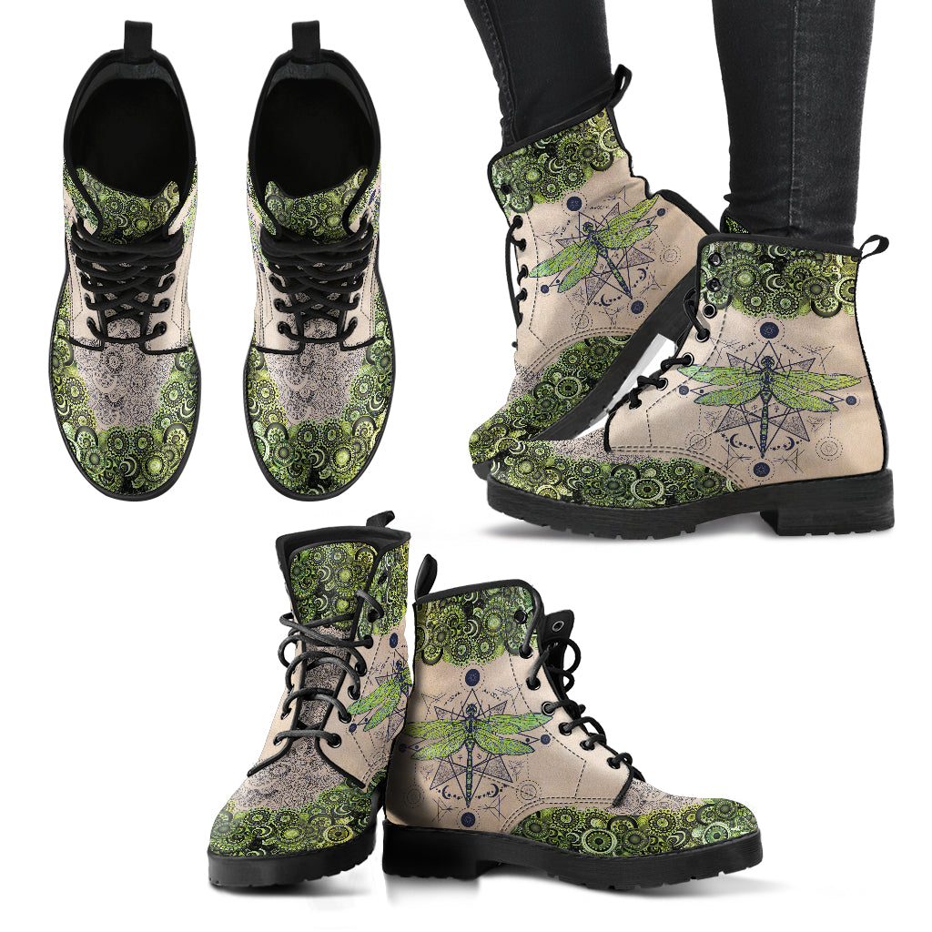 Green Dragonfly Printed Boots