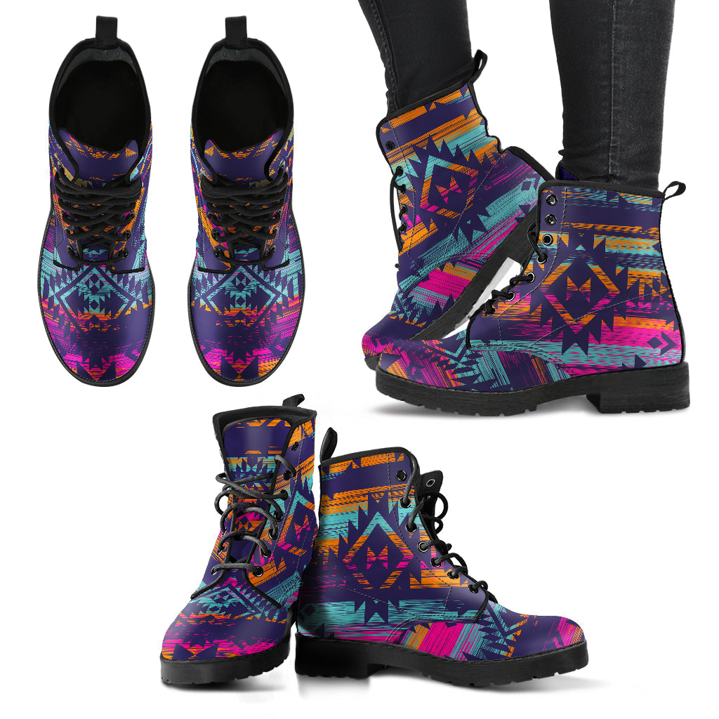Colorful Boho Aztec Streaks Womens Boots