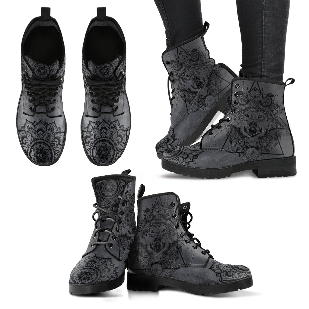 Dark Gray Wolf Printed Boots product image