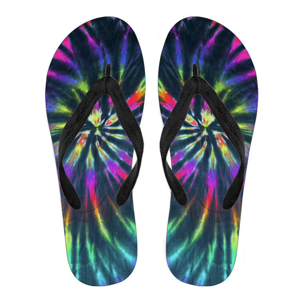 Colorful Neon Tie Dye Flip Flops