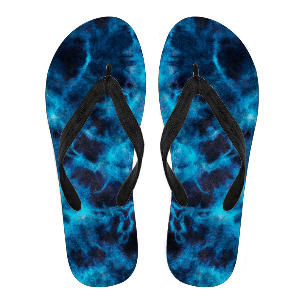 Blue Tie Dye Grunge Flip Flops