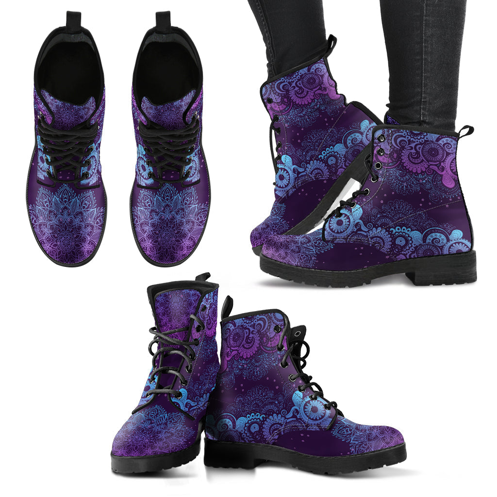 Purple Paisley Mandala Printed Boots