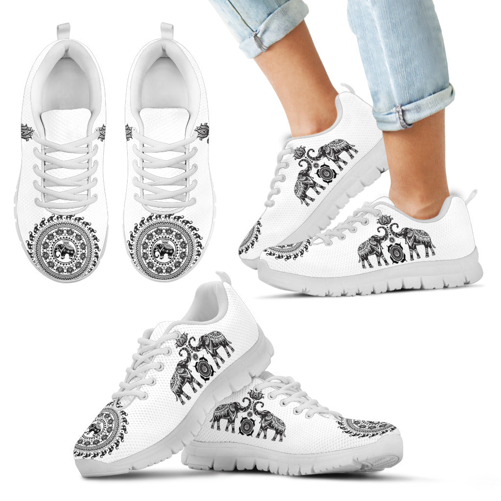 Elephant Mandala White - Sneakers