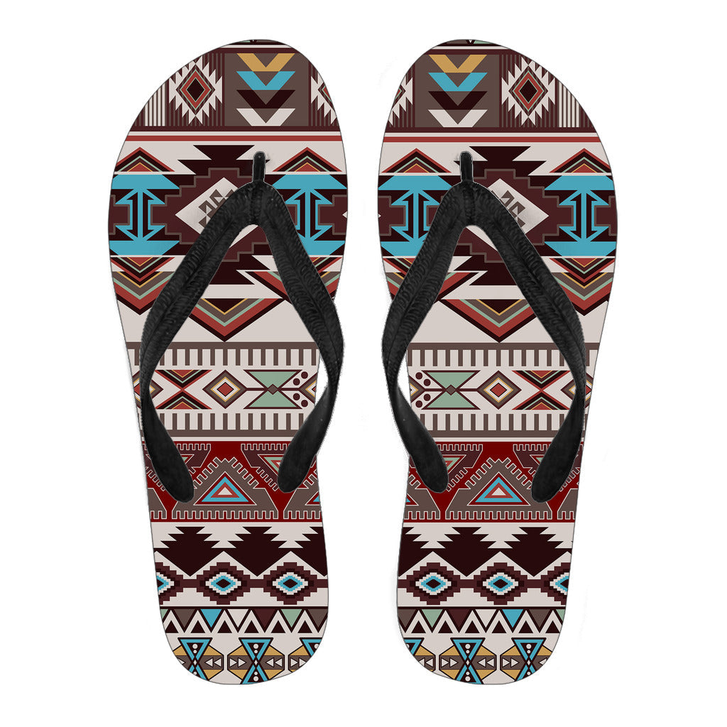 Brown Boho Aztec Flip Flops