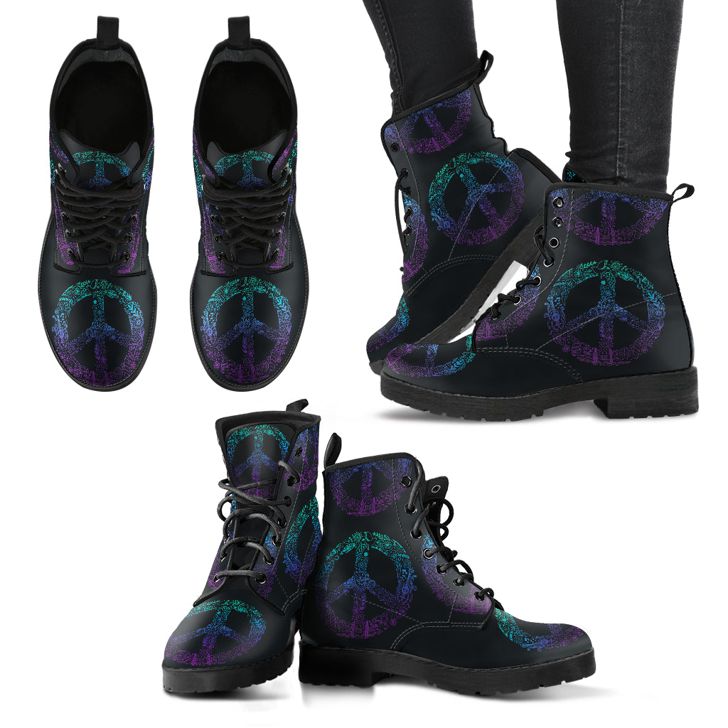 Purple Peace Sign Printed Boots