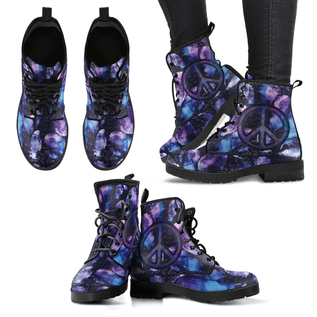 Blue & Purple Peace Feather Women’s Boots
