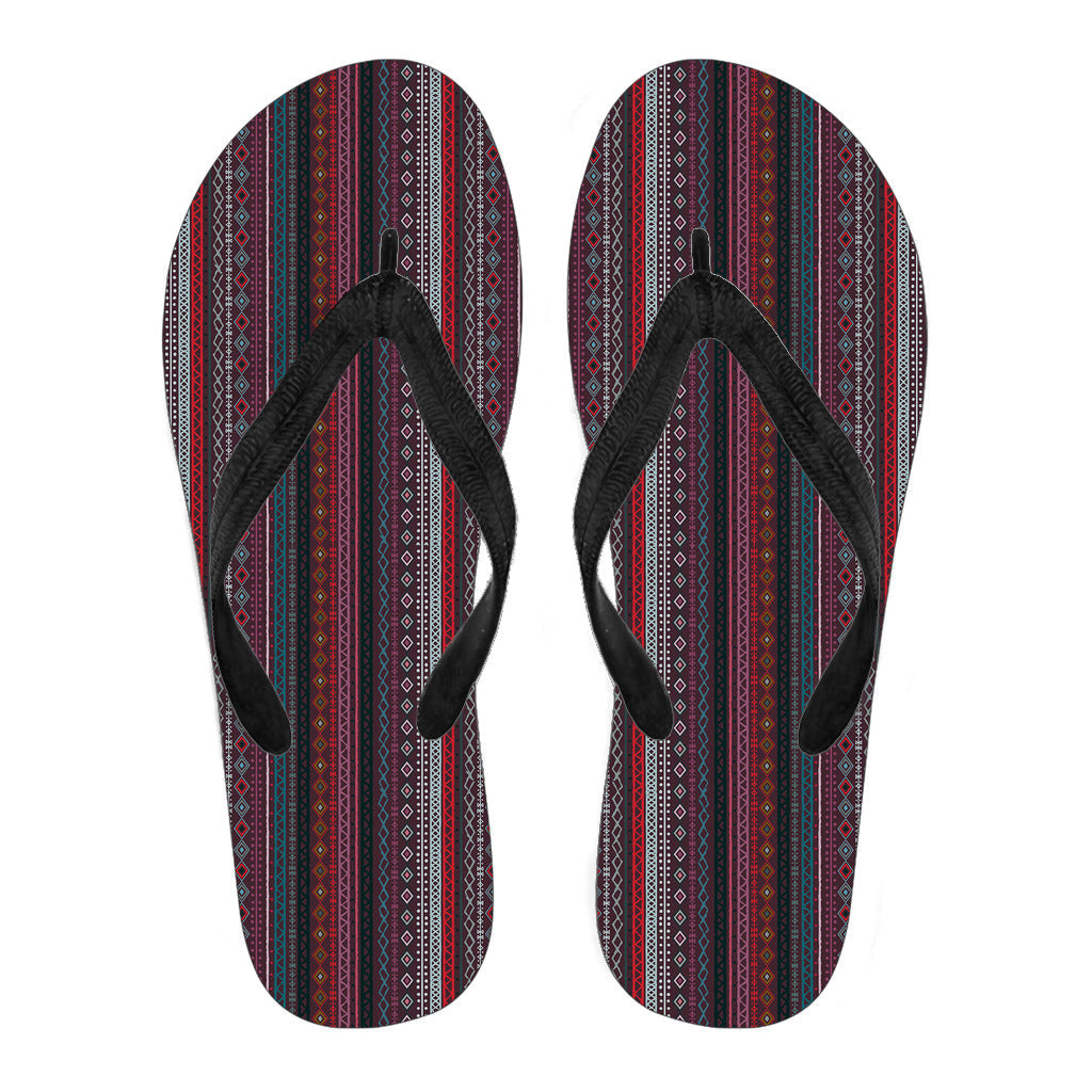 Red Boho Stripes Decor Flip Flops