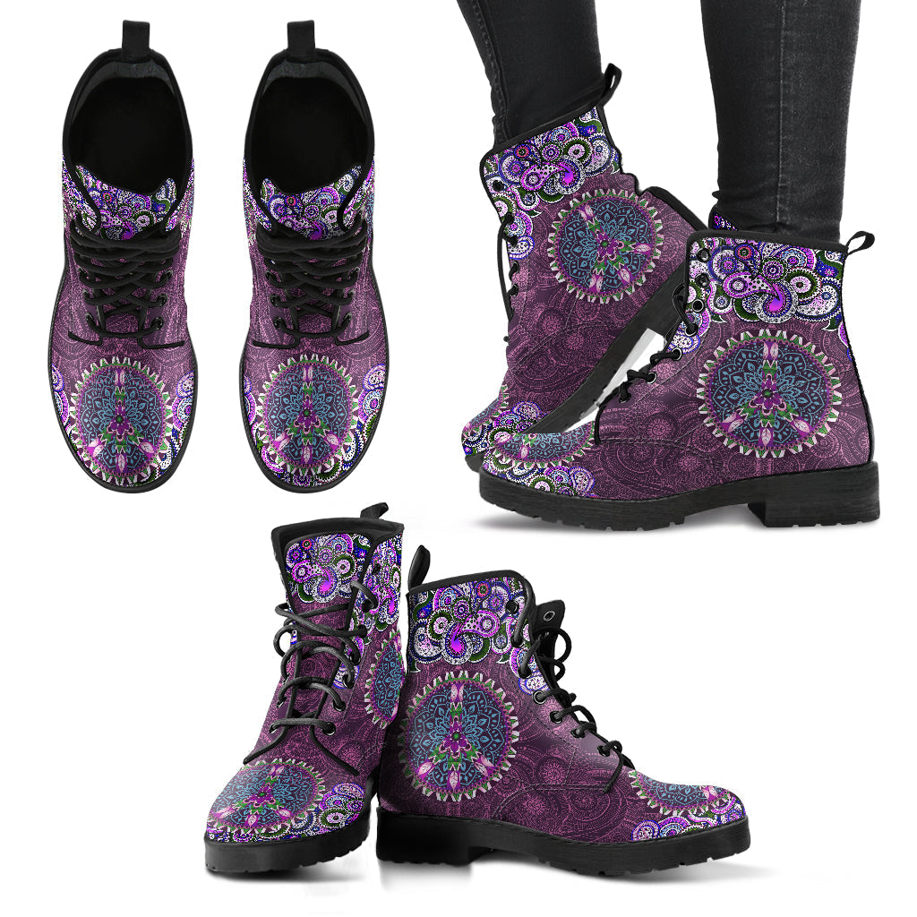Purple Peace Mandala Printed Boots