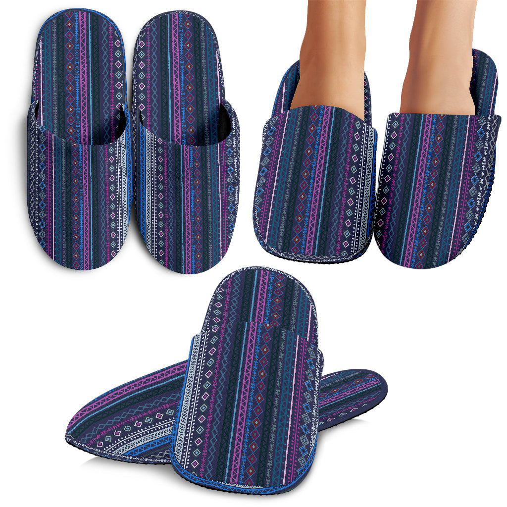 Purple Boho Stripes Decor Slippers
