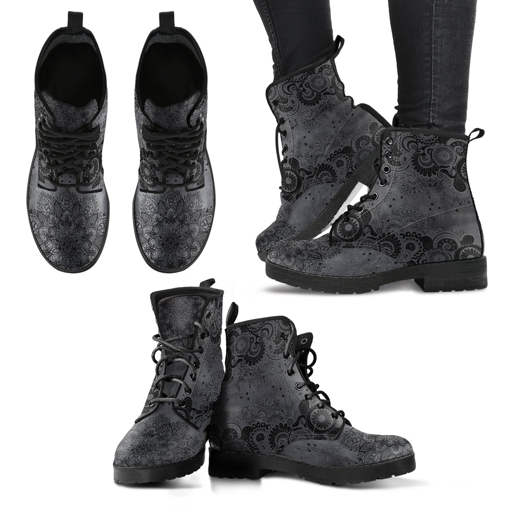Grey Paisley Mandala Womens Boots