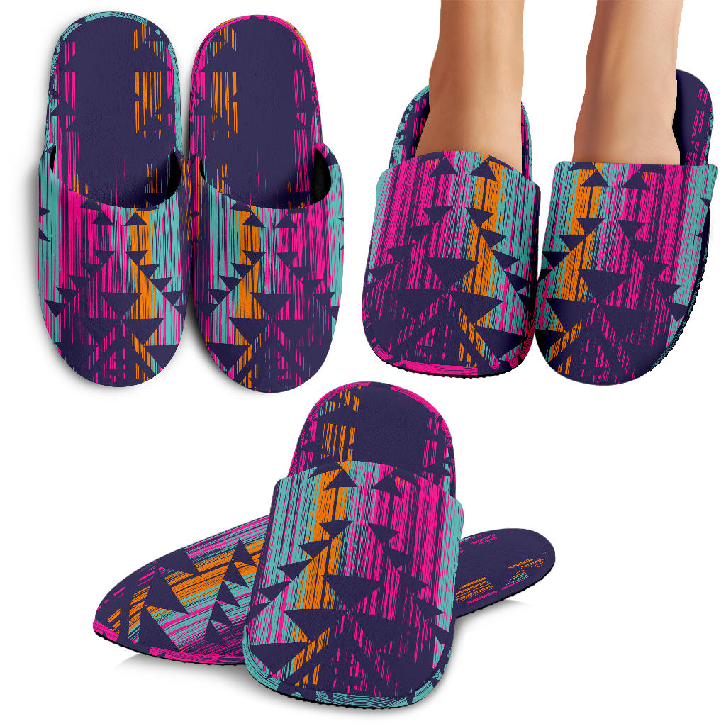 Colorful Boho Aztec Streaks Slippers