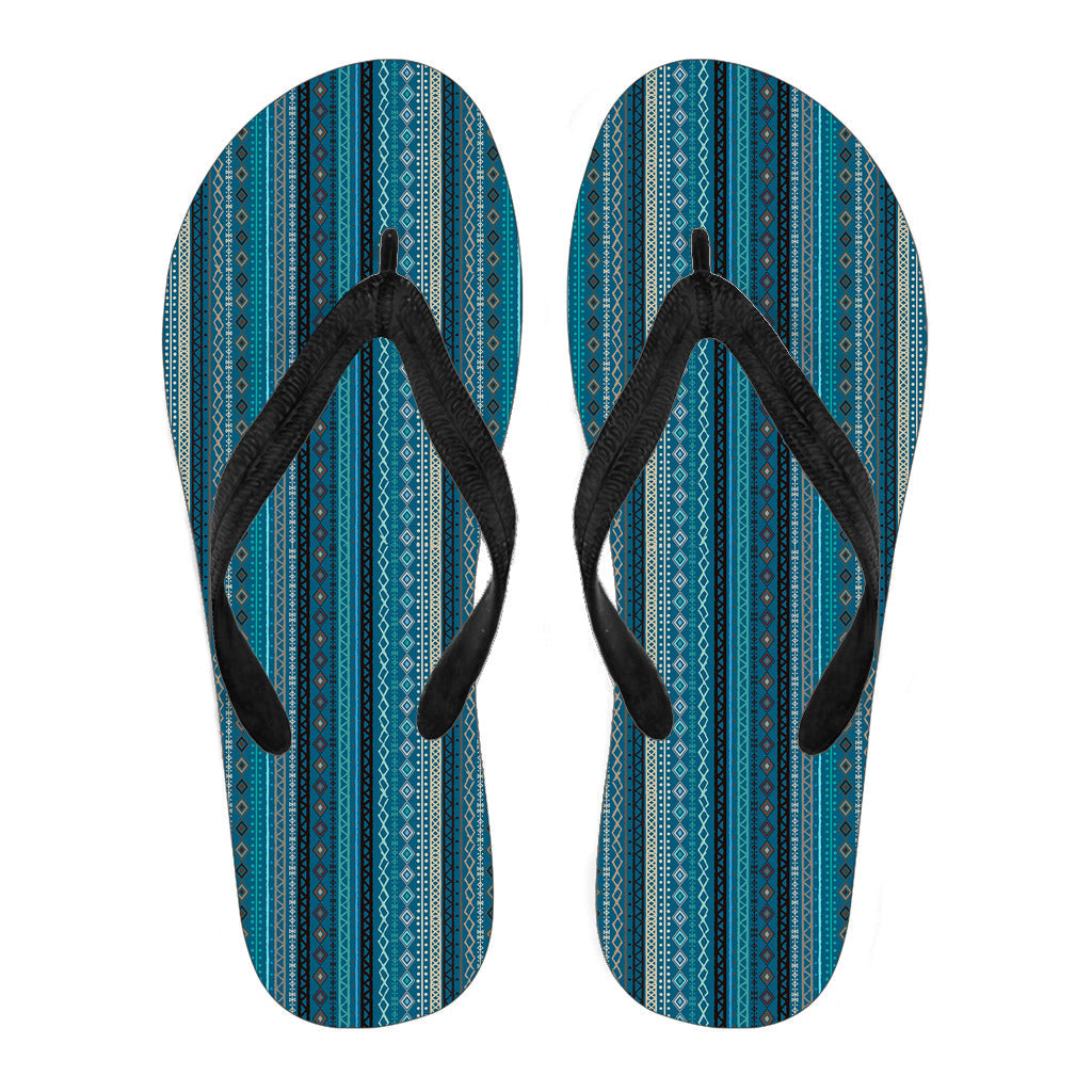 Teal Boho Stripes Flip Flops