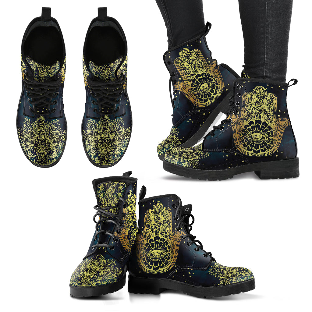 Golden Hamsa Hand Handcrafted Boots