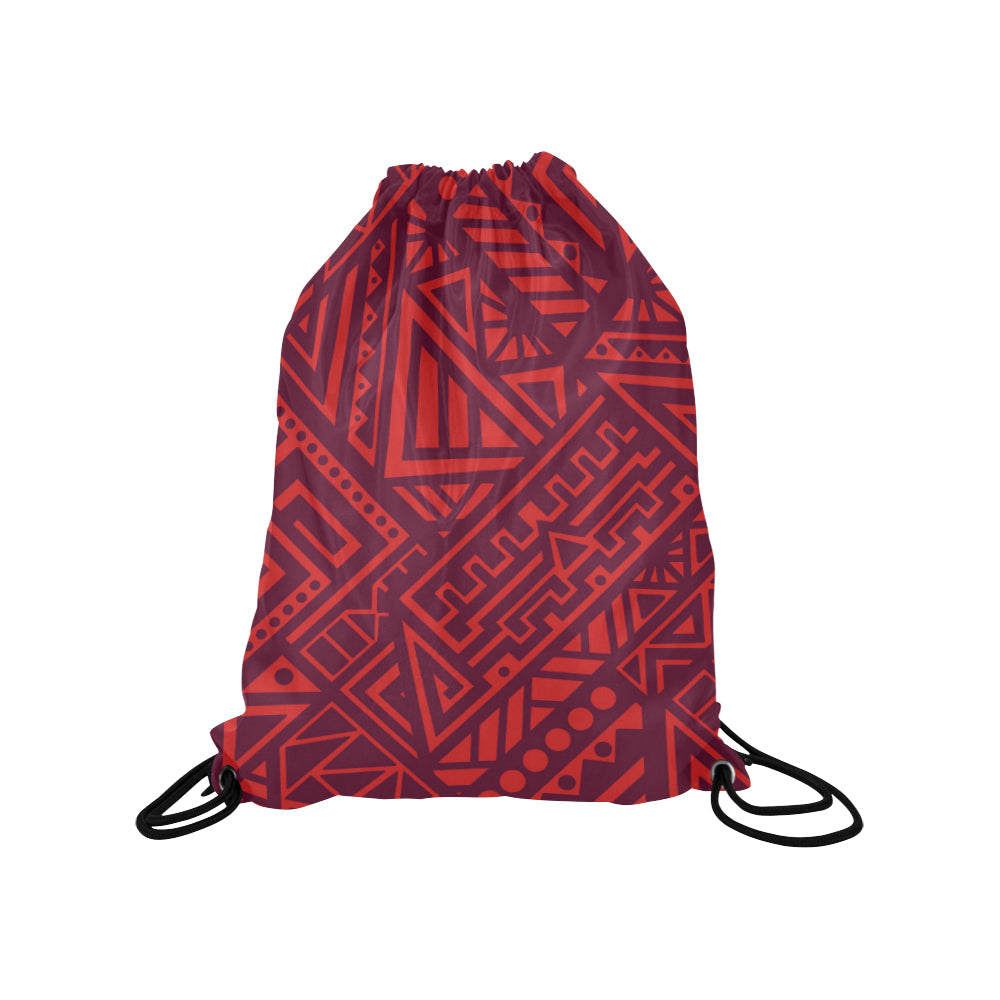 Red Tribal Polynesian Drawstring Bag