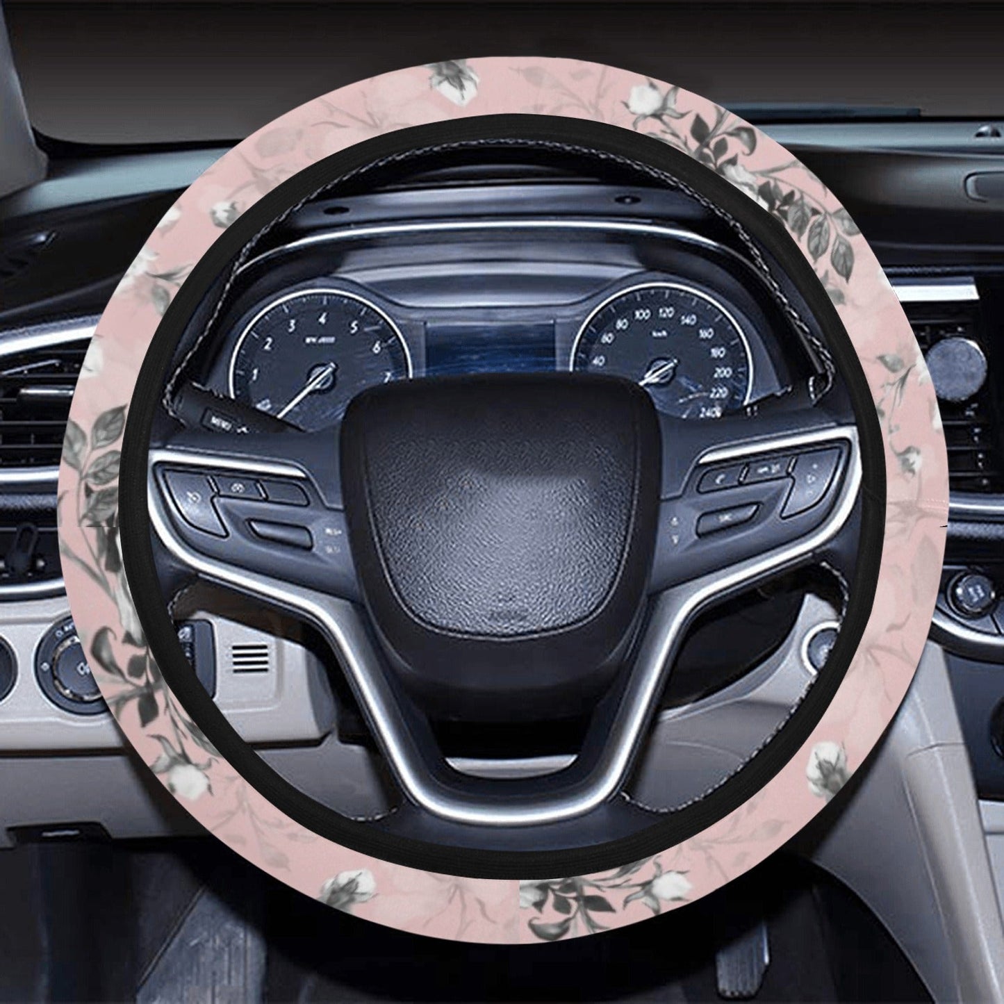 Pink Floral Steering Wheel Cover