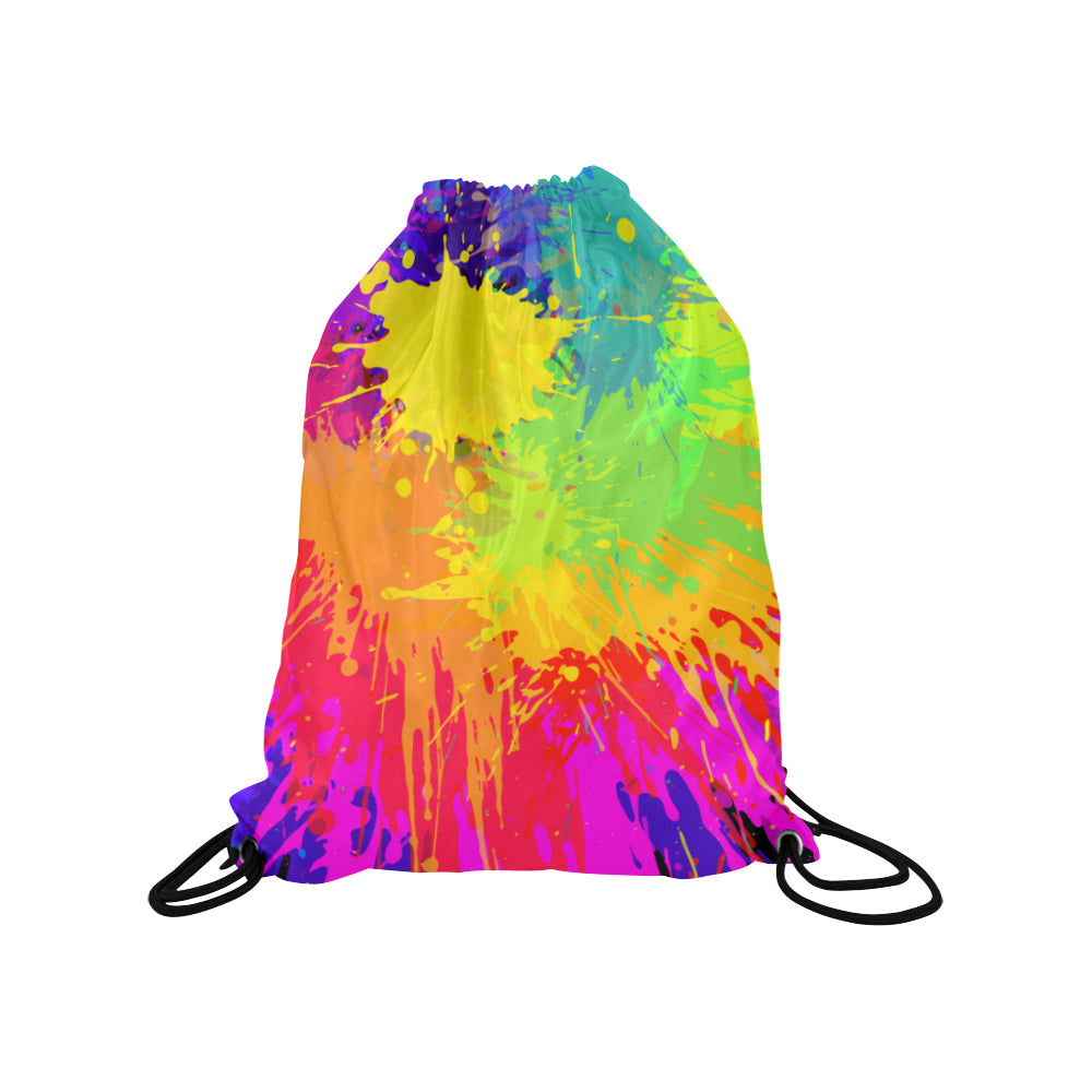 Colorful Paint Splatter Abstract Art Drawstring Bag