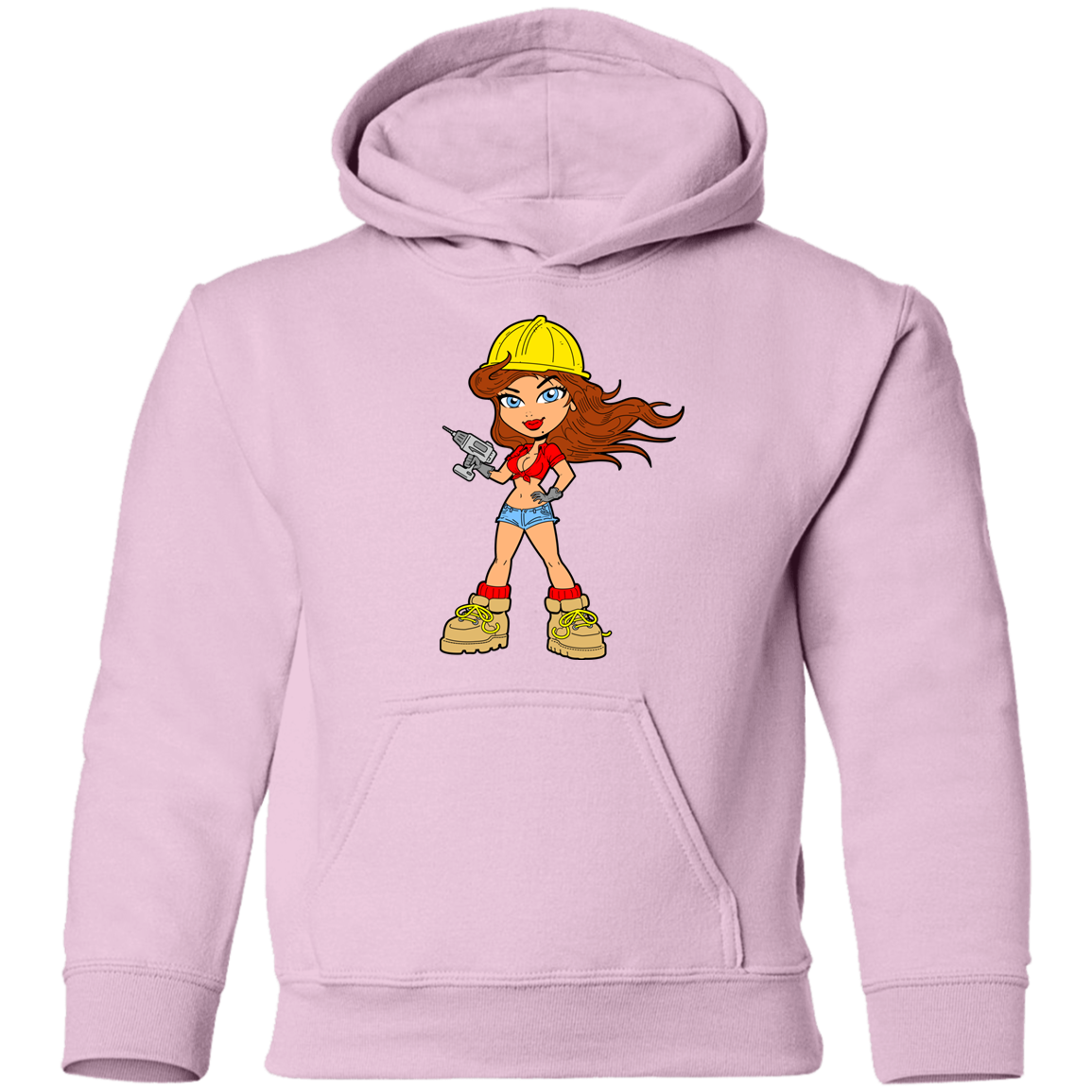 Construction Girl Cartoon Kids Hoodie