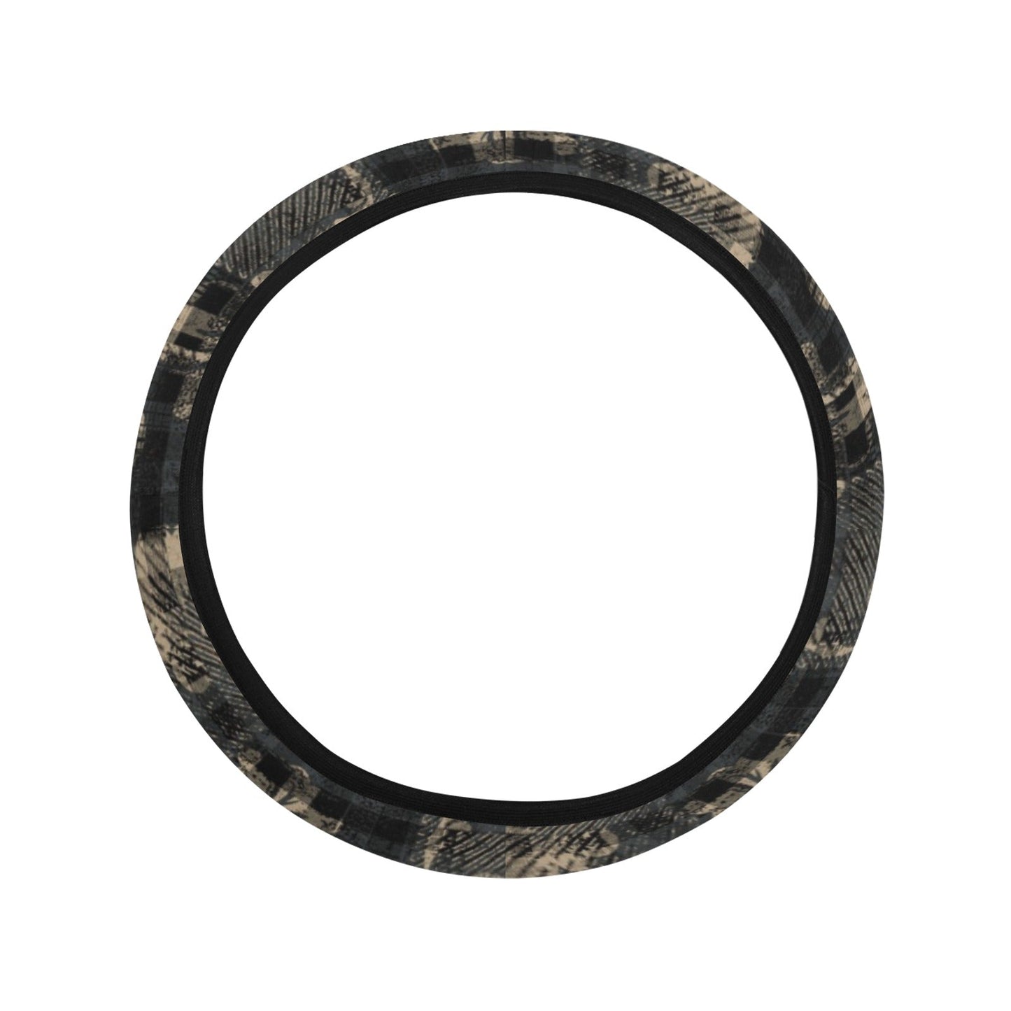 Vintage Floral-Plaid Steering Wheel Cover