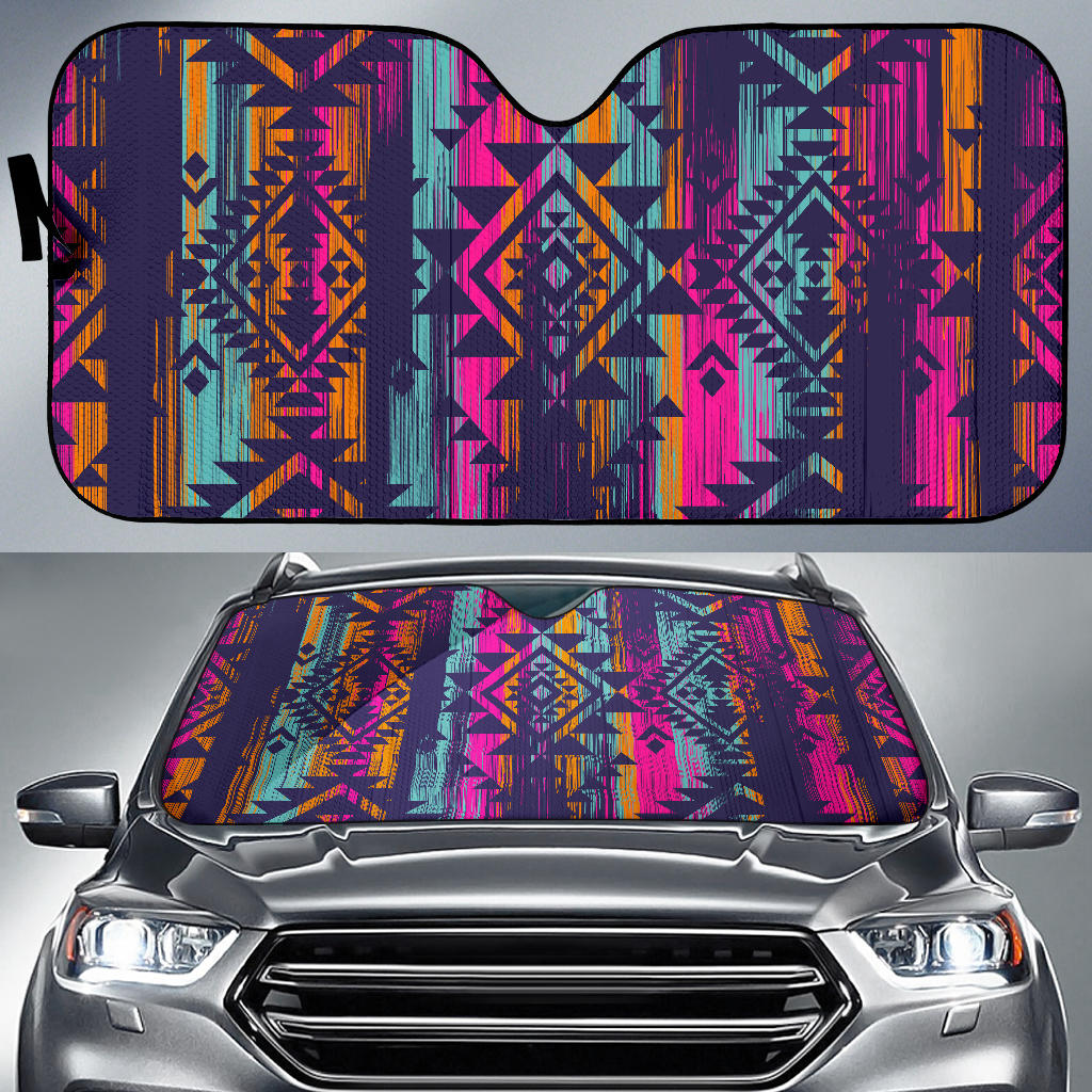 Colorful Boho Aztec Car Sun Shade