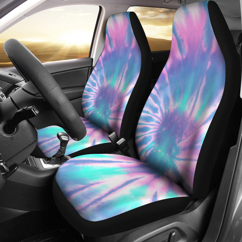 Pink and Blue Tie Dye Printed Car Seat Covers