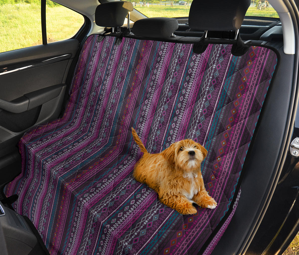 Purple Boho Chic Bohemian Stripes Car Back Seat Pet Cover