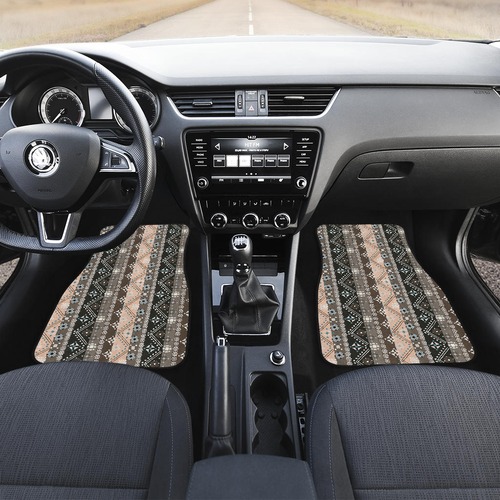 Brown Boho Ethnic Car Floor Mats