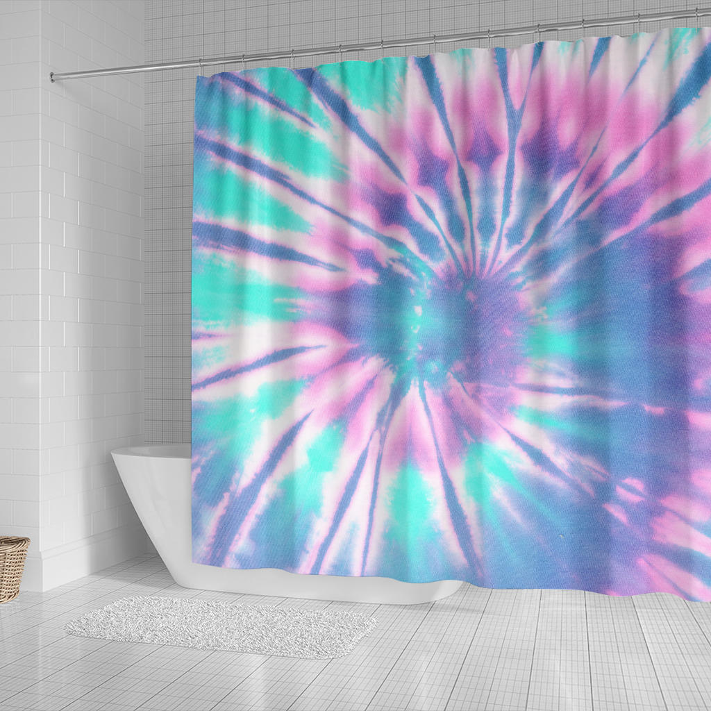 Pink & Blue Tie Dye Shower Curtain