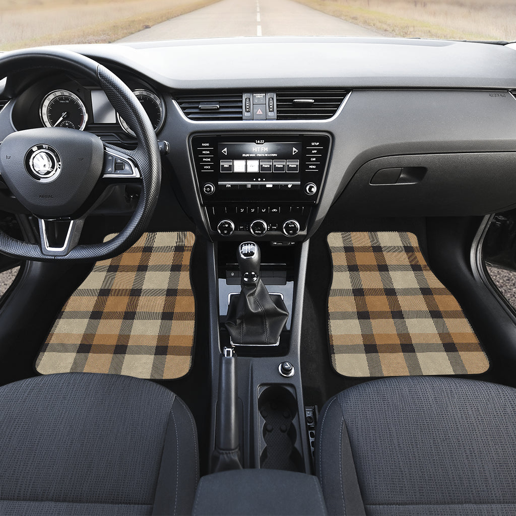 Brown Plaid Car Floor Mats