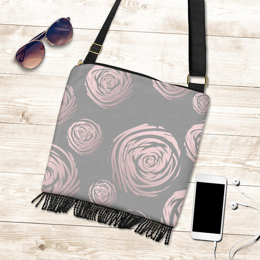 Grey Abstract Spirals Crossbody Bag