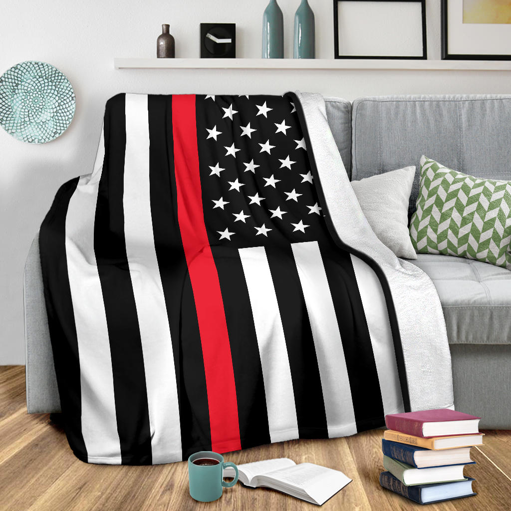 American USA Flag Red Stripe Firefighter Blanket