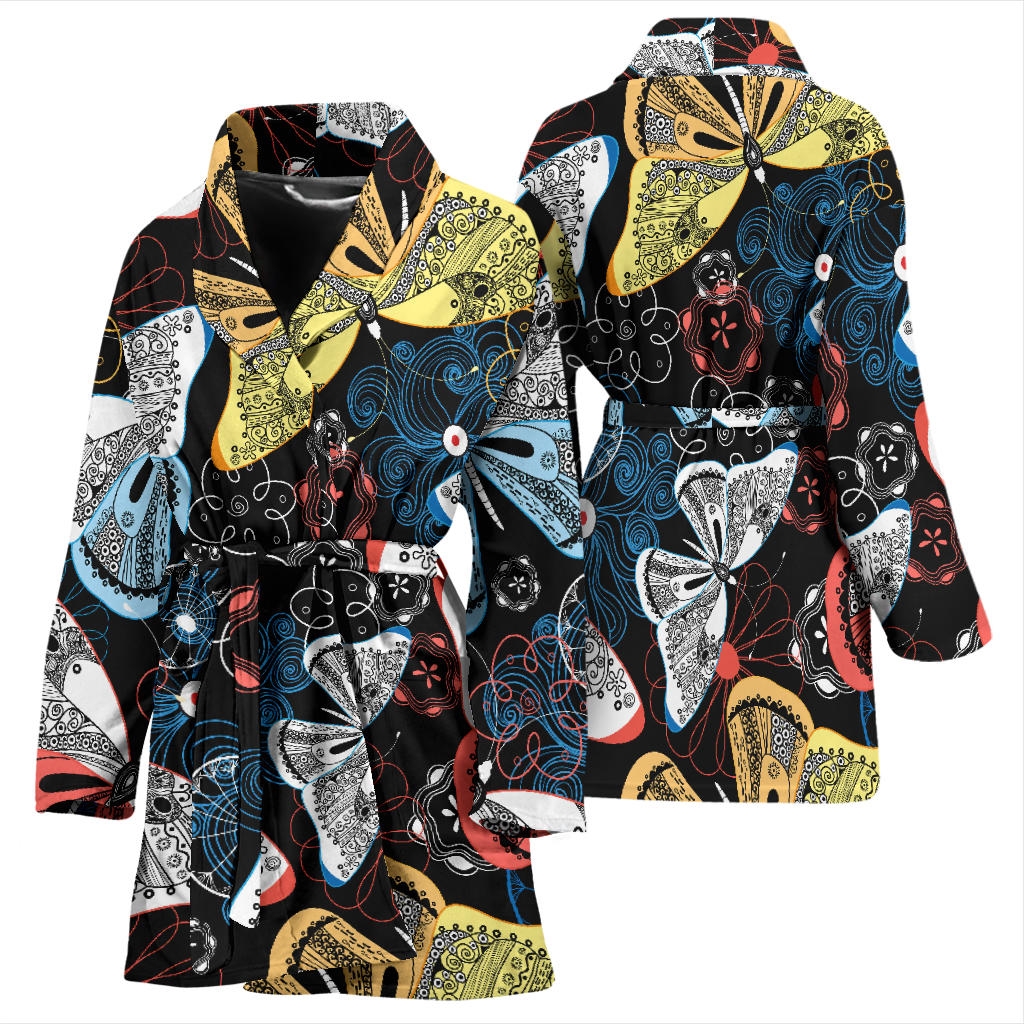 Womens Colorful Butterflies Decor Bath Robe