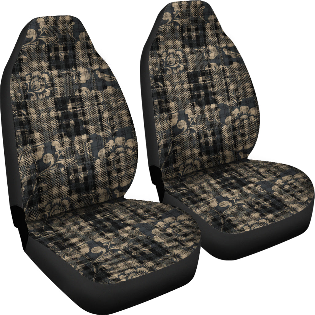 Vintage Floral-Plaid Car Seat Covers