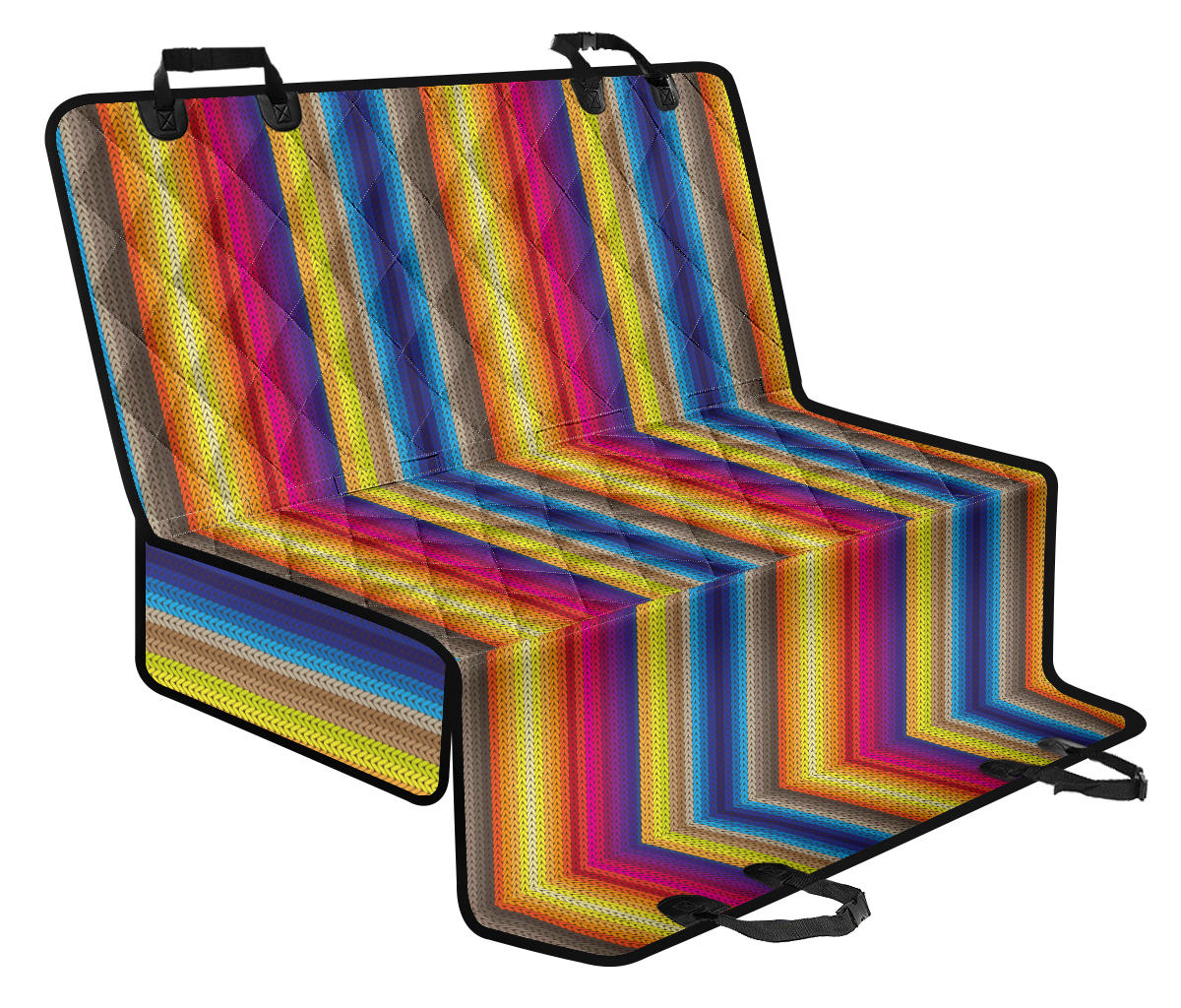 Rainbow Stripes Knit Print Car Back Seat Pet Cover