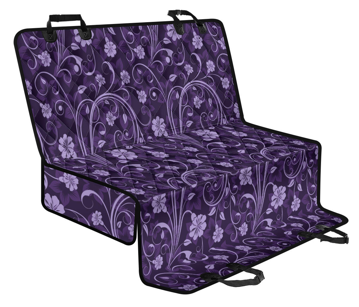 Purple Floral Car Back Seat Pet Cover