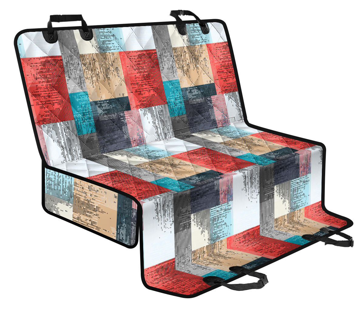 Red White Abstract Blocks Car Back Seat Pet Cover
