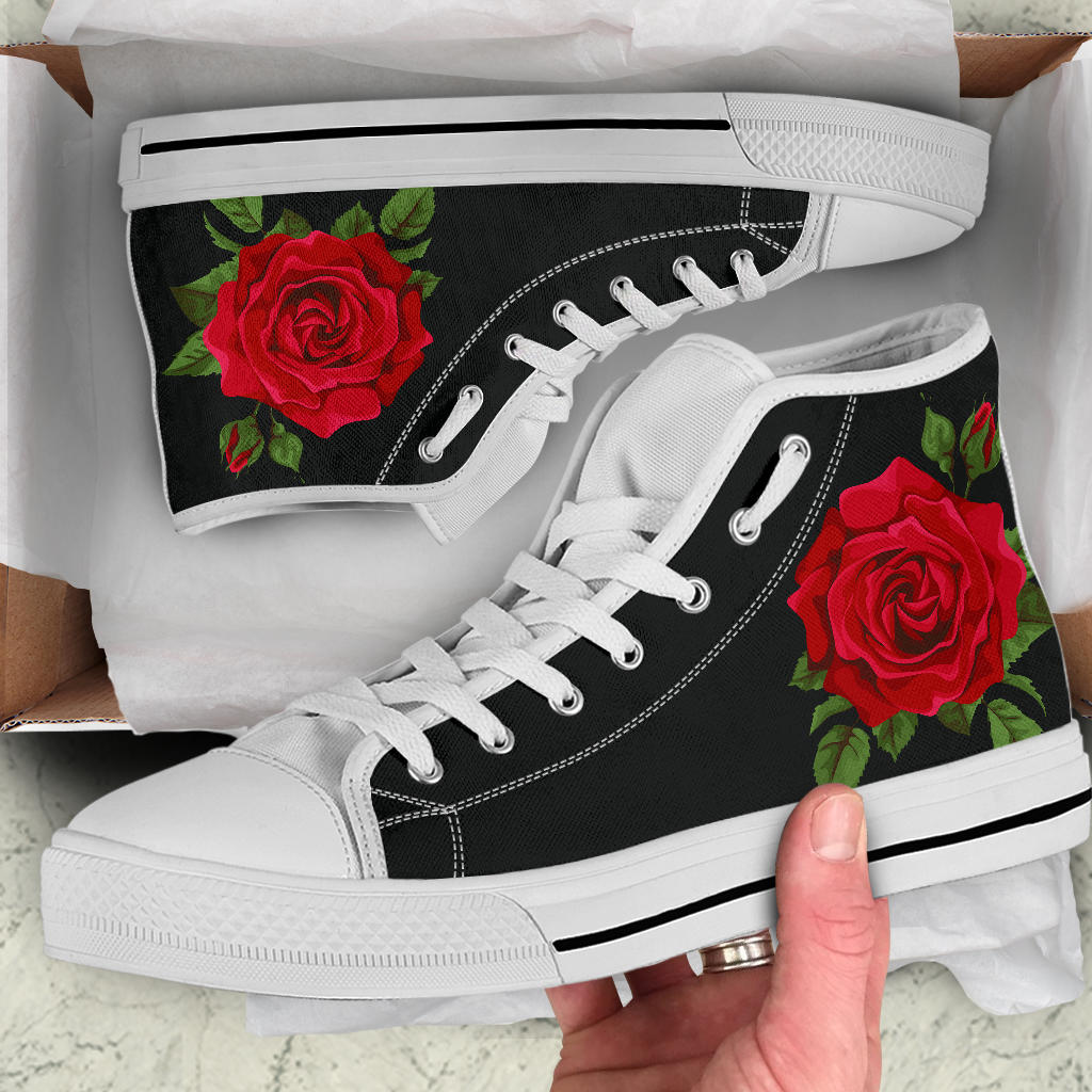 Red Rose Shoes White Sole Black High Top Shoes – product image 5