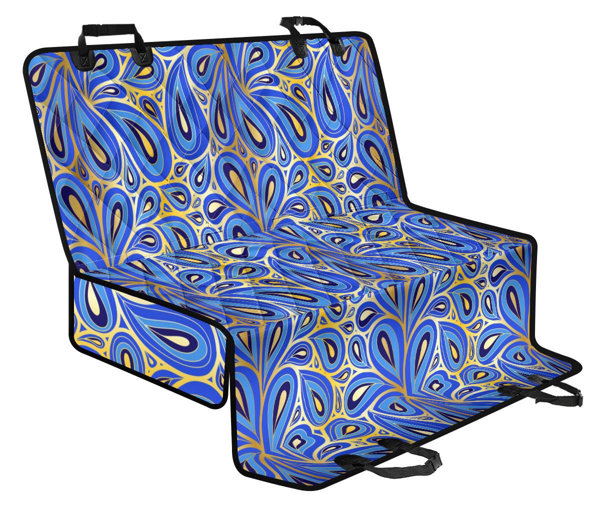 Blue & Gold Decor Car Back Seat Pet Cover
