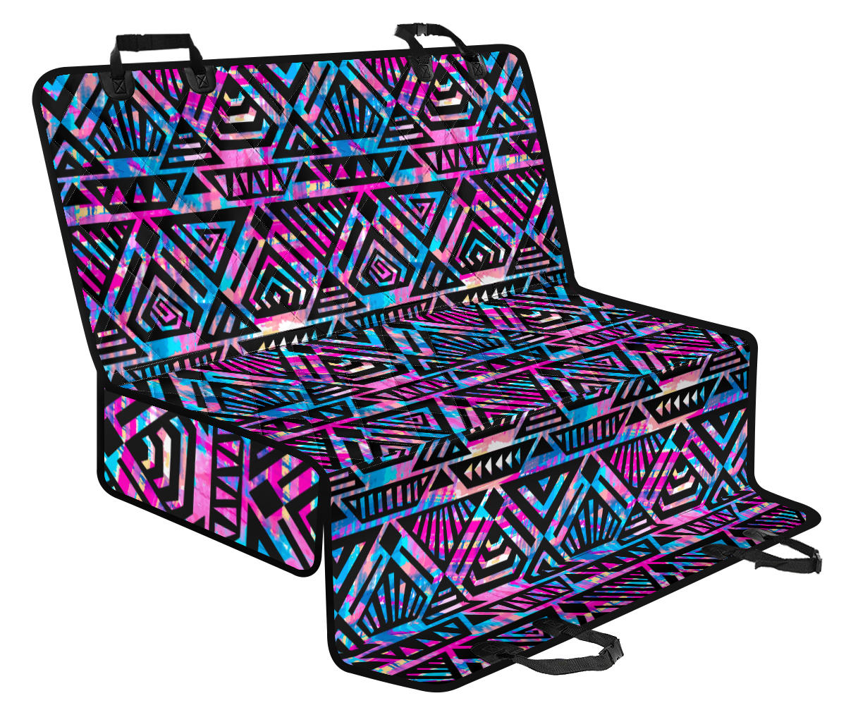 Blue Pink Abstract Tribal Car Back Seat Pet Cover