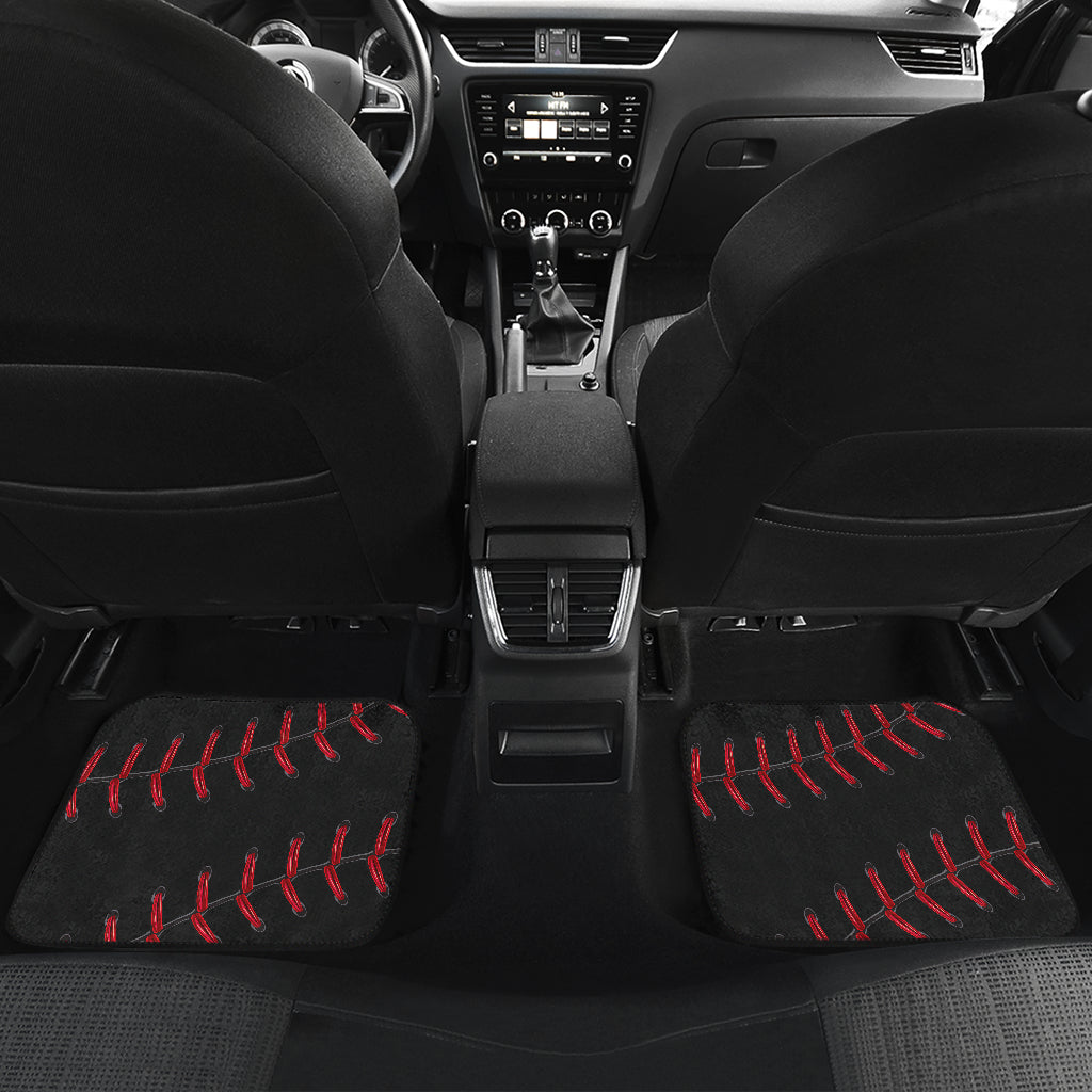Black Baseball Front And Back Car Mats (Set Of 4)