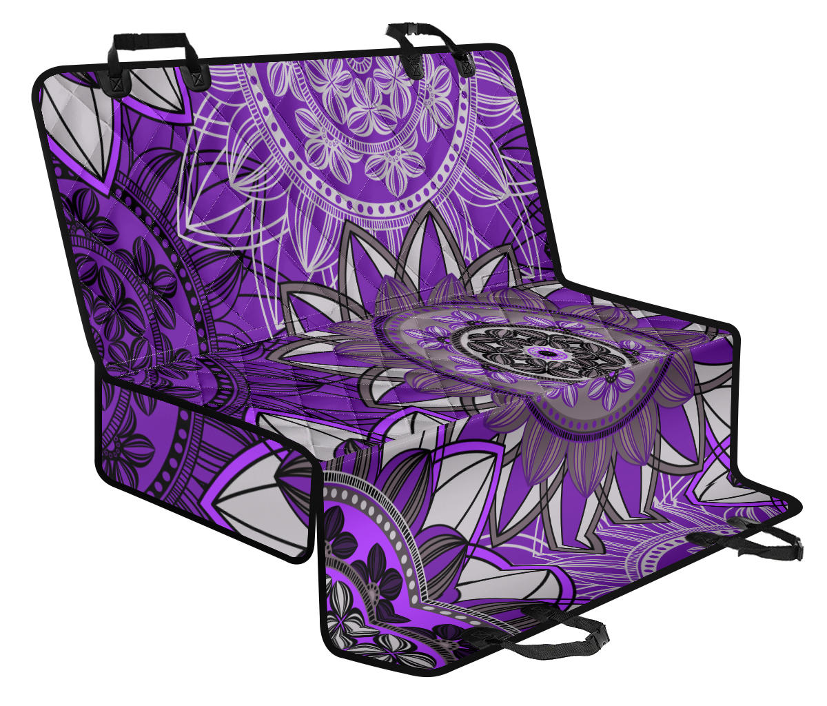 Purple Floral Mandalas Car Back Seat Pet Cover