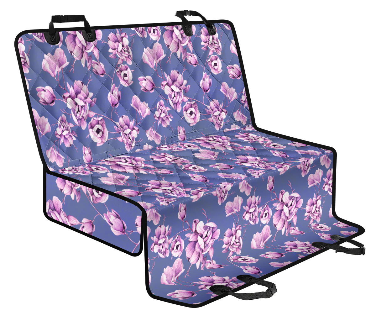 Blue Floral (2) Car Back Seat Pet Cover