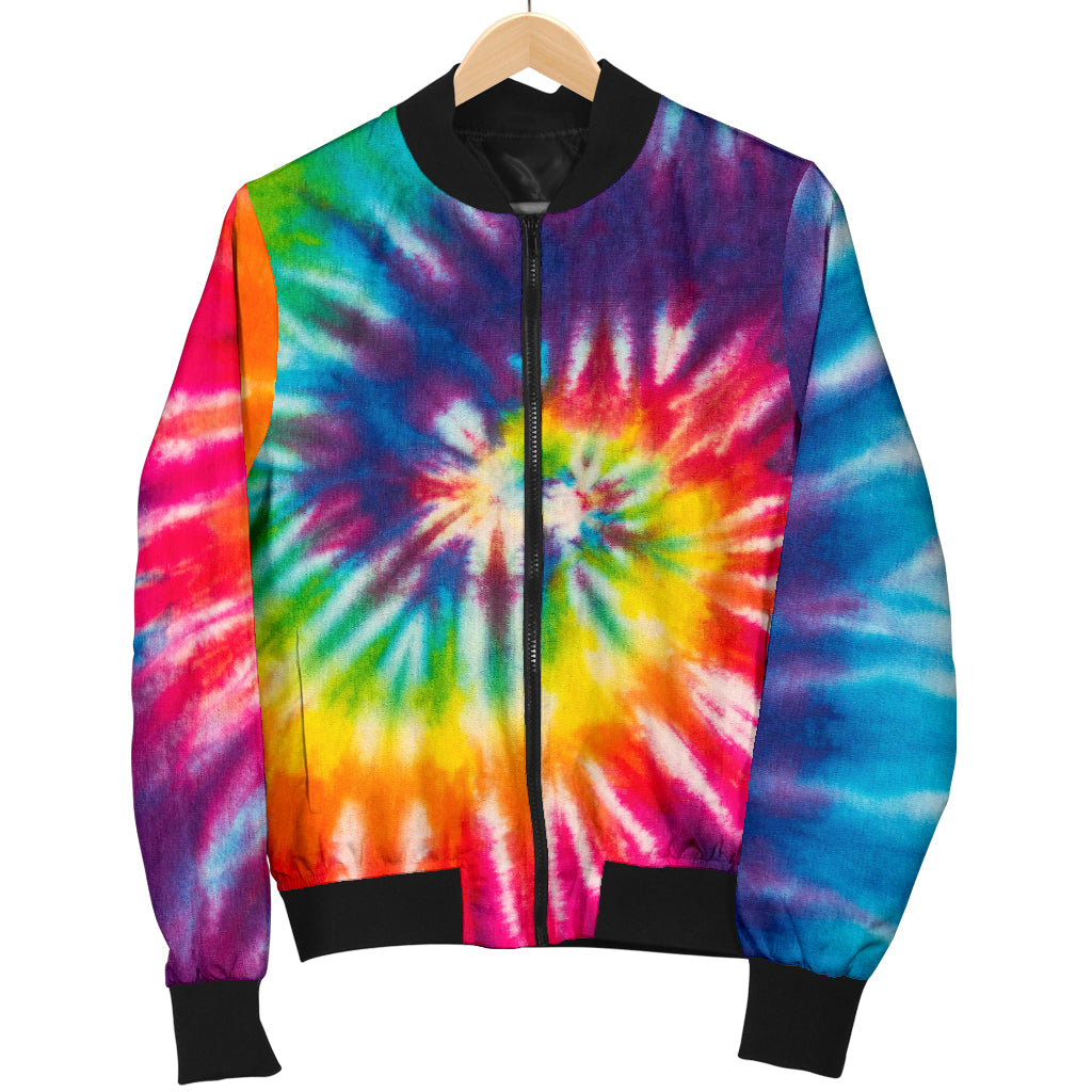 Mens Colorful Tie Dye Spiral Bomber Jacket