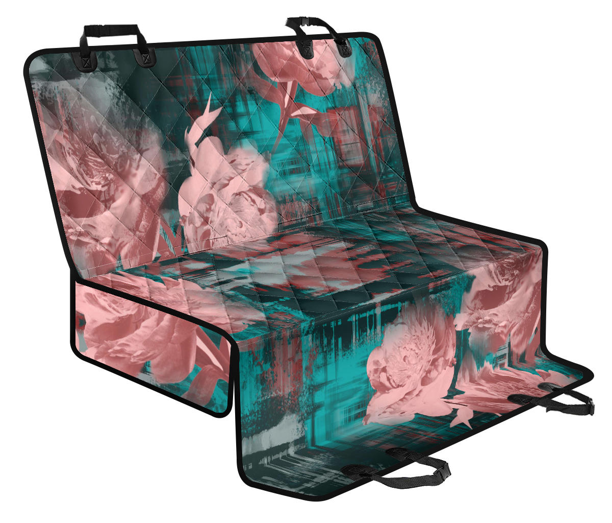 Pink Abstract Floral Car Back Seat Pet Cover