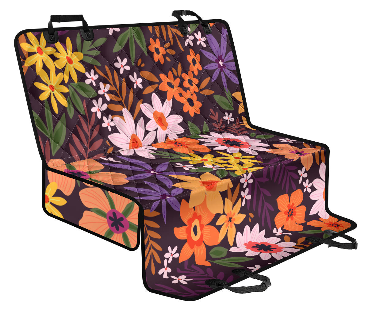 Colorful Flowers Car Back Seat Pet Cover
