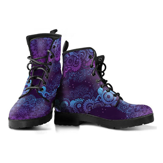 Purple Paisley Mandala Printed Boots