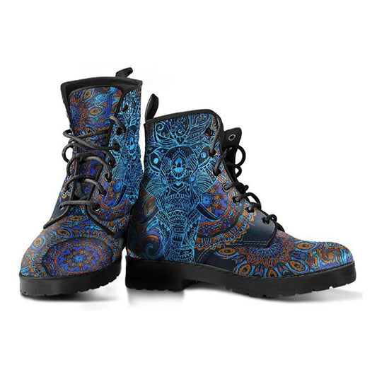 Blue Elephant Mandala Printed Boots