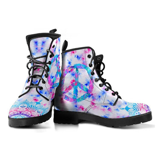 Pink Tie-Dye Peace Sign Boots