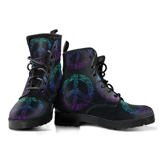 Purple Peace Sign Printed Boots