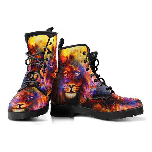 Colorful Lion Artwork Printed Boots